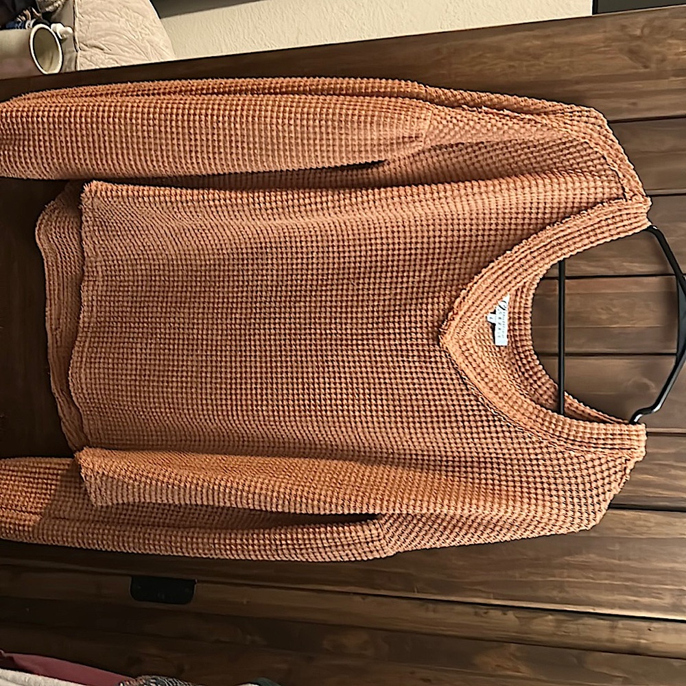 Burnt orange soft waffle knit sweater